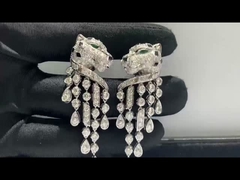 Εμπνευσμένος άσπρος χρυσός Panthere de Cartier Earrings 18k με τα διαμάντια