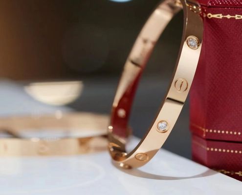 0.4ct Diamonds Brand Love Bracelet 6 Diamonds 18K Yellow Gold Bracelet