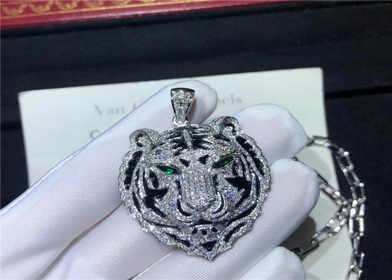 Handmade 18K Gold Diamond Brand Necklace With Charming Tiger Head Design