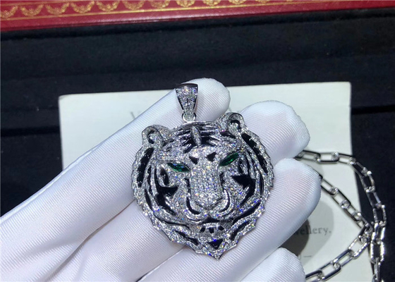 Handmade 18K Gold Diamond Brand Necklace With Charming Tiger Head Design