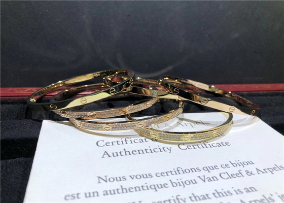 Brand 18K Yellow Gold Love Bracelet With 4 Diamonds Customization Acceptable