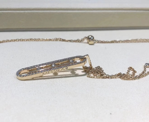 OEM 18K White Diamond Necklace Paved VVS Diamond AU750 Gold Move Necklace