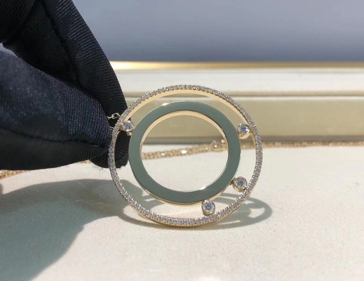 OEM 18K White Diamond Necklace Paved VVS Diamond AU750 Gold Move Necklace