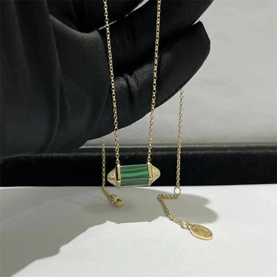 18k κοσμήματα Brand Custom κοσμήματα Μαλαχίτη Διαμαντένιο χρυσό περιδέραιο