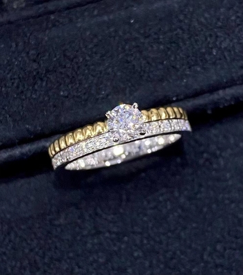 Κοσμήματα πολυτελείας Custom 18K χρυσό διαμάντι δαχτυλίδι στρογγυλο διαμάντι πέτρες HK ρύθμιση