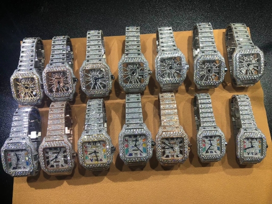 Λούξυ Design Hip Hop Iced Out Εργαστήριο Διαμάντια Moissanite Διαμαντένιο ρολόι